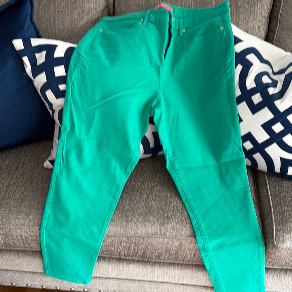 NWOT Lilly Pulitzer Green Skinny Jeans Sz 16